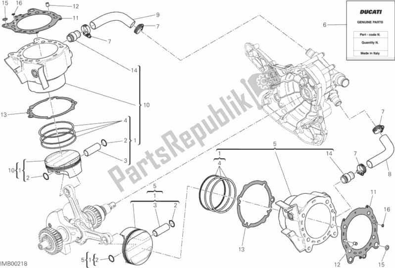 All parts for the Cylinders - Pistons of the Ducati Multistrada 1200 Enduro USA 2016